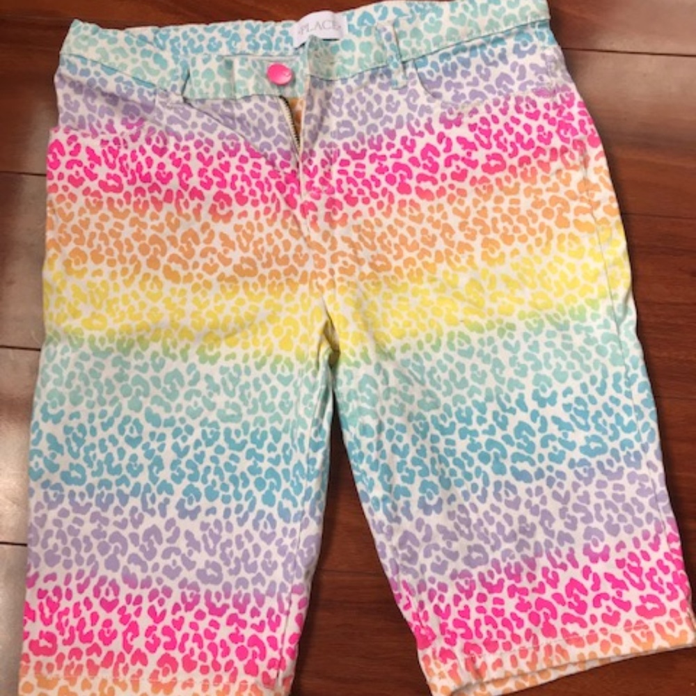 Childrens Place Girls Rainbow Leopard Shorts
